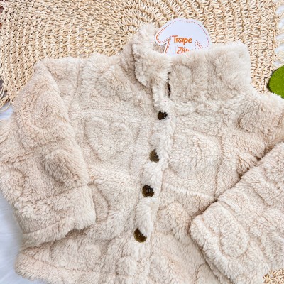 Casaco Avulso de Pelinho Corações - Areia